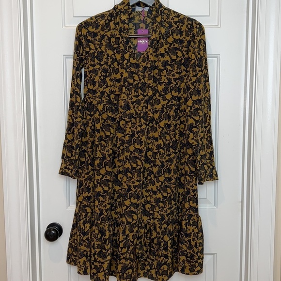 NWT Zanetti 1965 Italy Liberty of London Ruffle Tiered Boho Dress Size S Navy - Picture 4 of 15